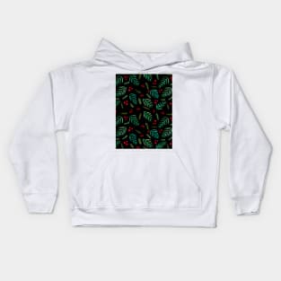 Christmas tree branches and berries - black and green Kids Hoodie